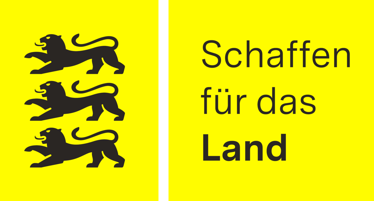 Auf gelbem Grund sind drei schwarze Löwen zu sehen sowie der Schriftzug &amp;amp;amp;quot;Schaffen für das Land&amp;amp;amp;quot;.
