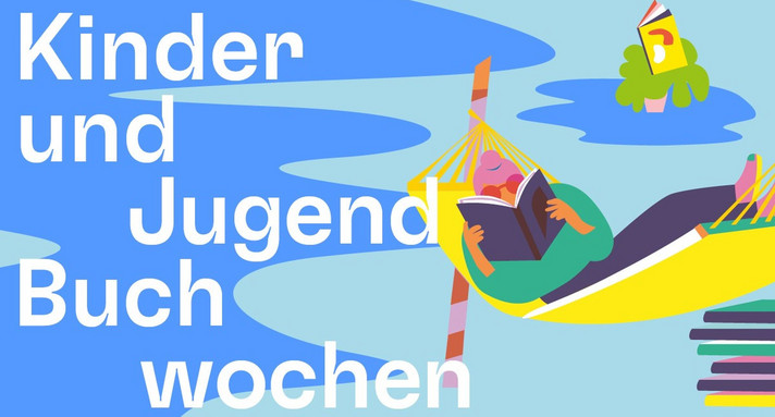 Grafik mit der Aufschrift "Kinder und Jugendbuchwochen"