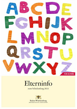 Auf dem Titelblatt sieht man die einzelnen Buchstaben des Alphabets neben- und untereinander aufgereiht. Die Buchstaben haben viele verschiedene Farben.