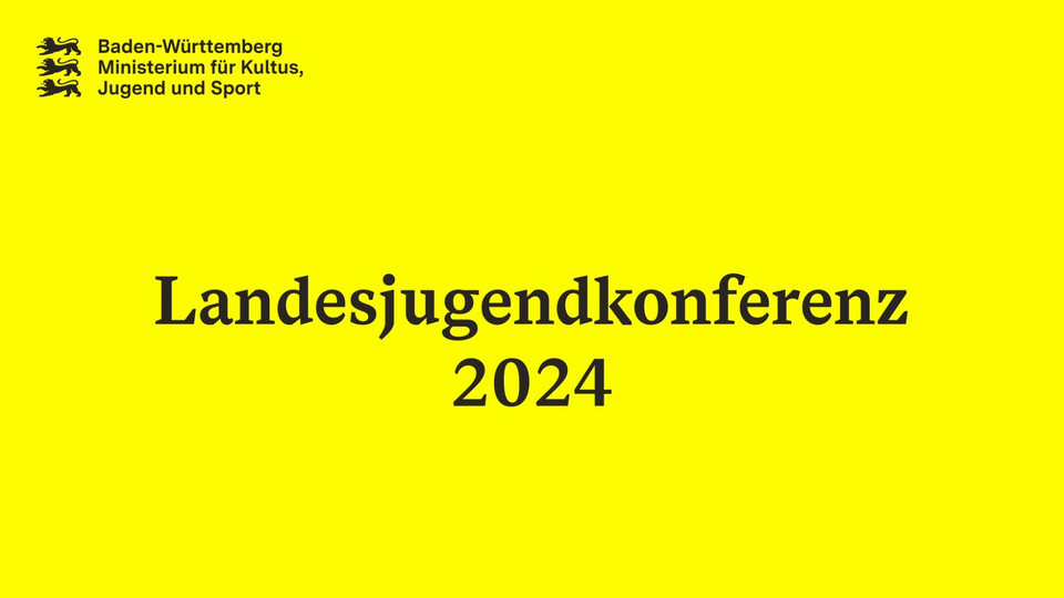 Text "Landesjugendkonferenz 2024" auf gelbem Hintergrund