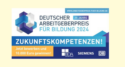 Deutscher Arbeitgeberpreis für Bildung 2024: bis zu 10.000 Euro für die eigene Bildungseinrichtung gewinnen
