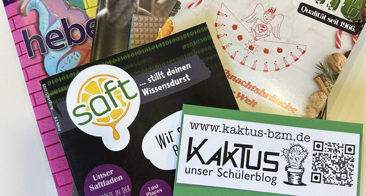 Aufnahme von mehreren Schülerzeitschriften. 