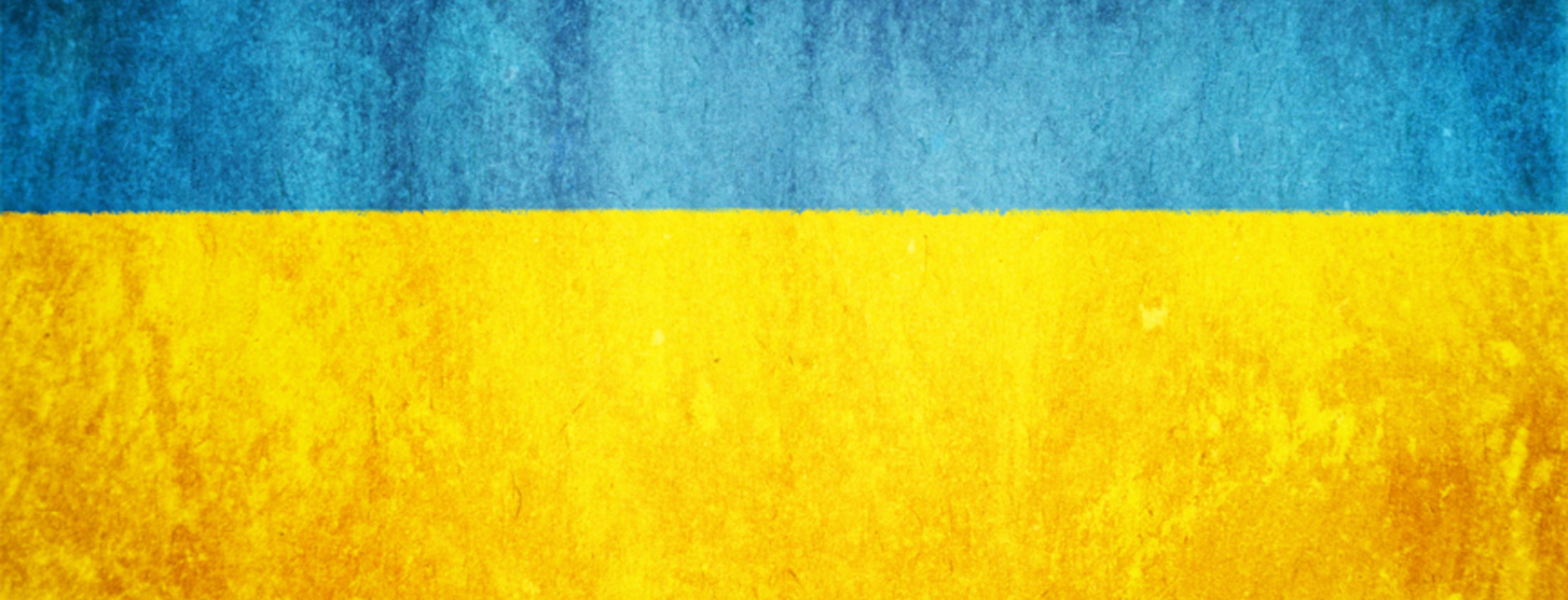 Die Flagge der Ukraine: oben ein blauer, unten ein gelber Balken. 