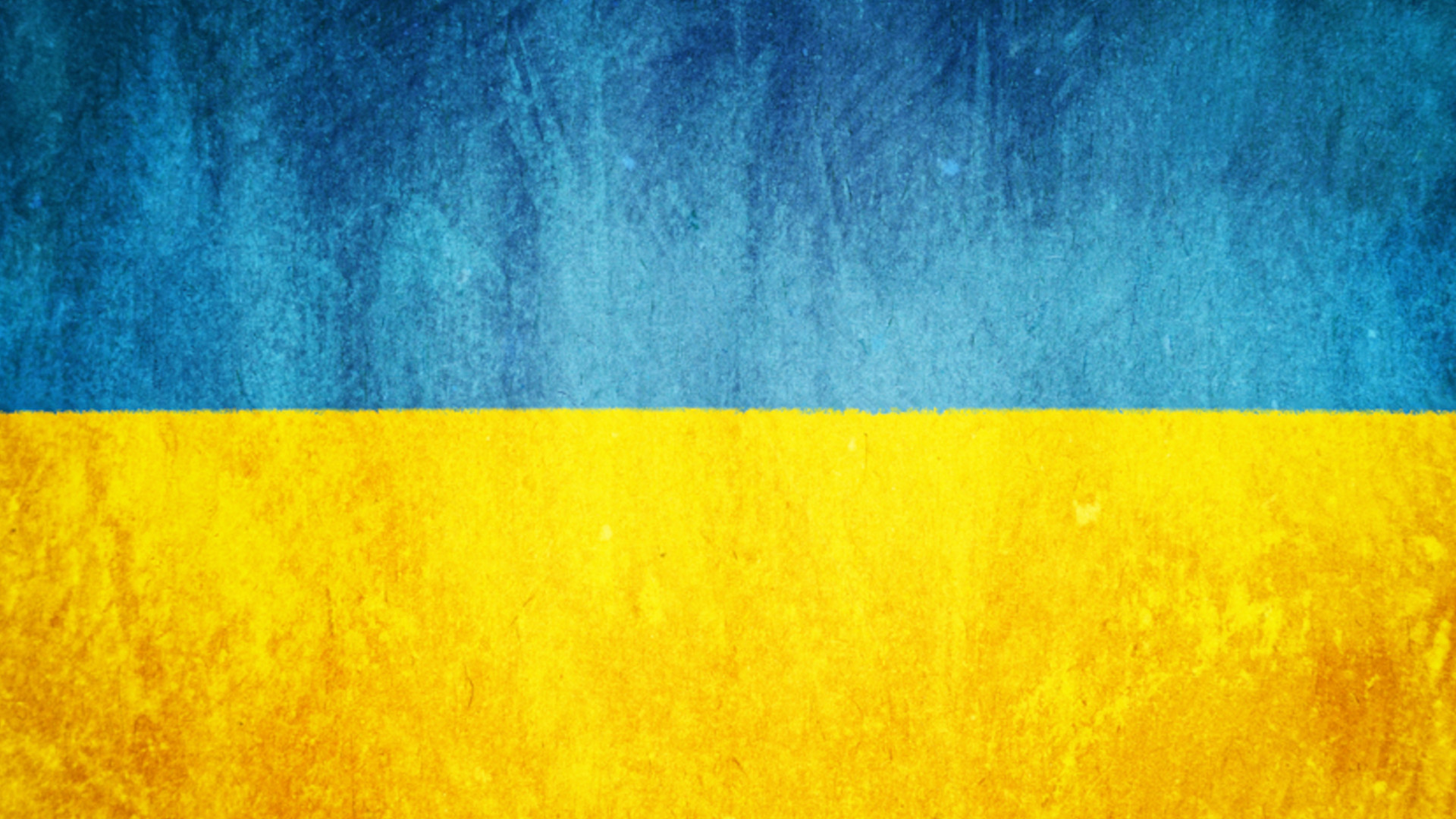 Die Flagge der Ukraine: oben ein blauer, unten ein gelber Balken. 