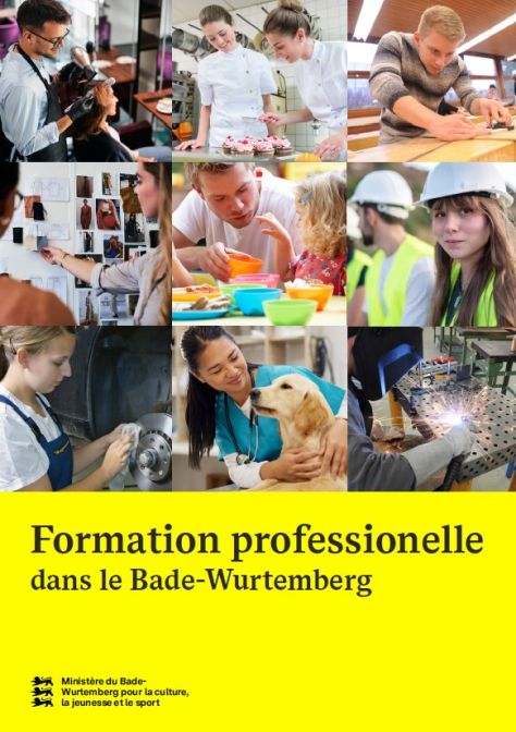 Eine Sammlung von Fotos, die jeweils einen Ausbildungsberuf zeigen